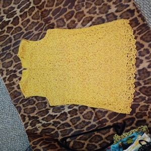 Vintage golden yellow crochet top/mini dress. Size S/M